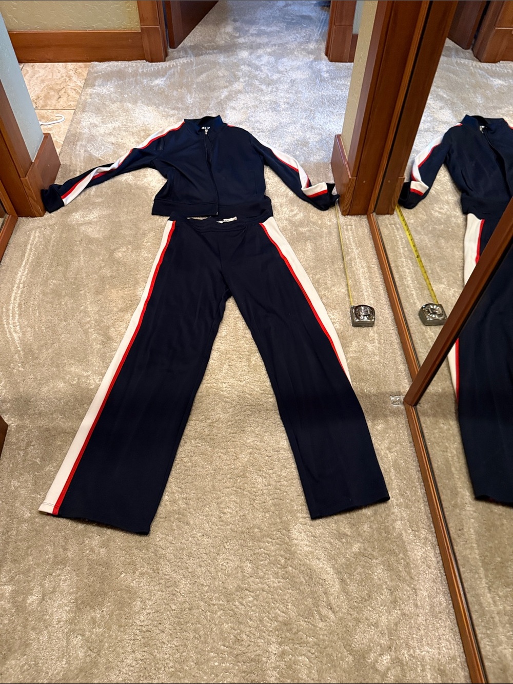 Tory Burch Navy Wide-Leg Track Pants with Side Stripe size MED/SM